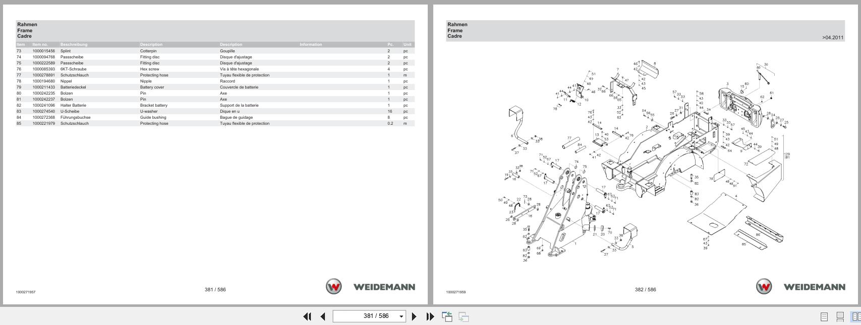 Weidemann Wheel Loader 2070CX50LP Spare Parts Catalog 04.2022 DE EN FR (3)