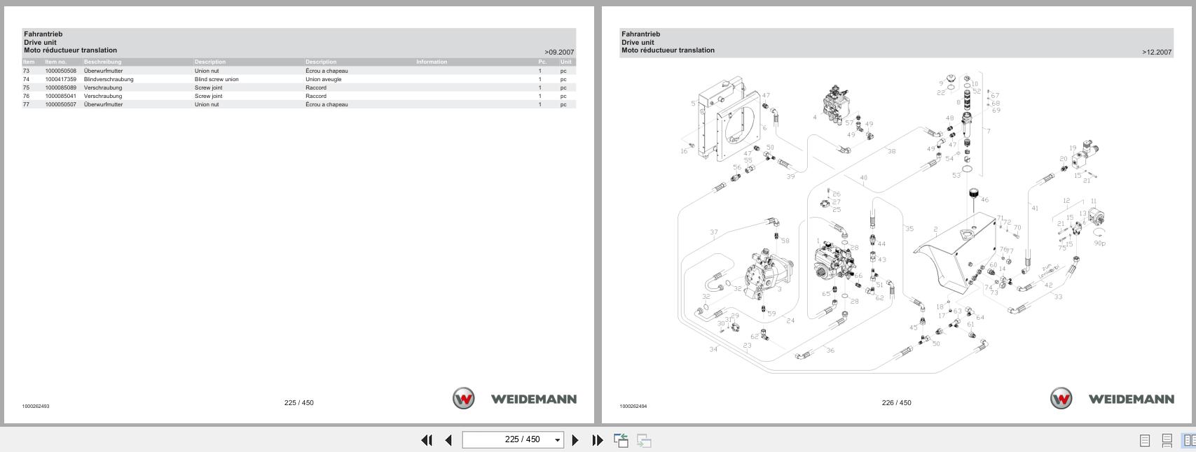 Weidemann Wheel Loader 2070CX50LP Spare Parts Catalog 07.2023 DE EN FR (2)