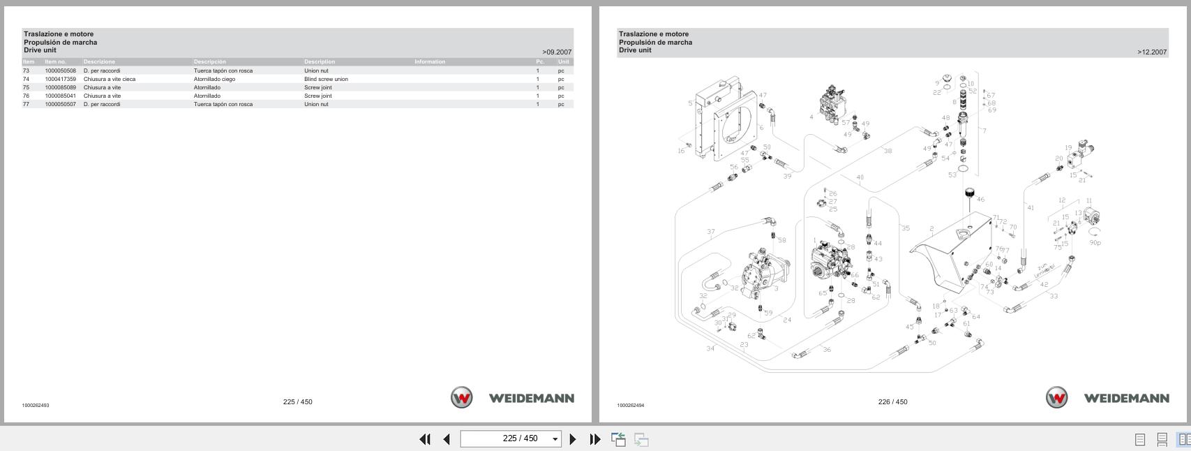 Weidemann Wheel Loader 2070CX50LP Spare Parts Catalog 07.2023 IT ES EN (2)
