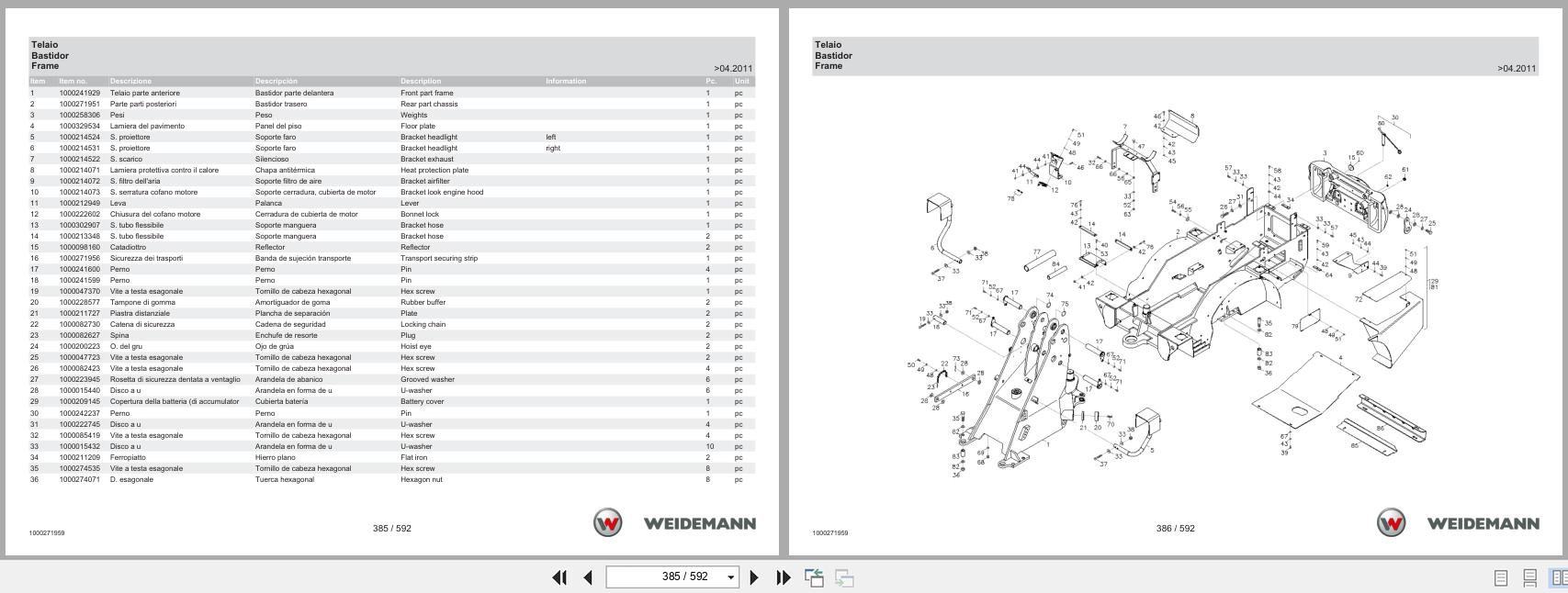 Weidemann Wheel Loader 2070CX50LP Spare Parts Catalog 1000326041 01.2024 IT ES EN (3)