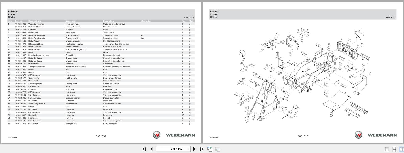 Weidemann Wheel Loader 2070CX50LP Spare Parts Catalog 1000326043 05.2025 DE EN FR (3)