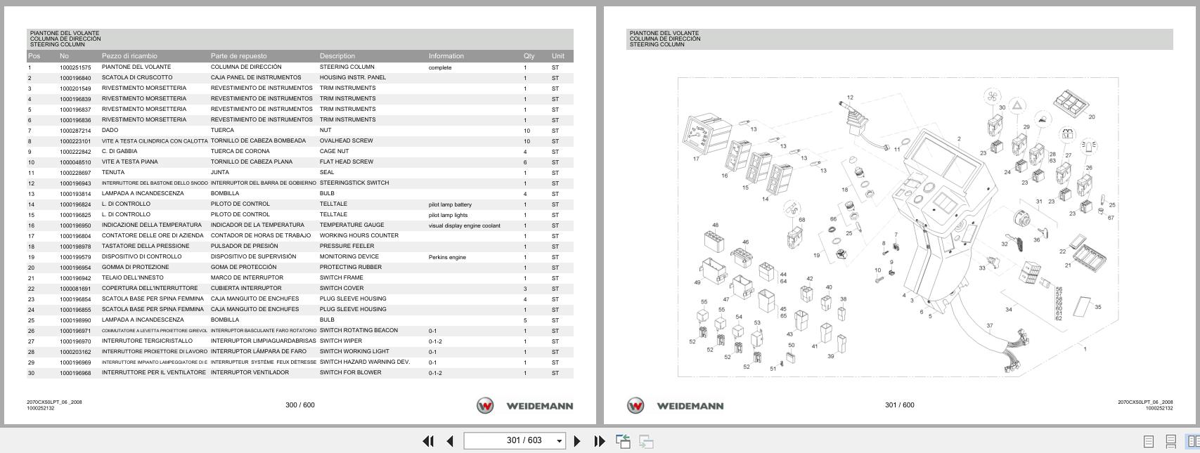 Weidemann Wheel Loader 2070CX50LP TELE 2070CX50LPT Spare Parts List 1000326047 2014 IT ES EN (2)