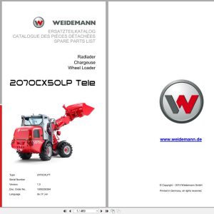 Weidemann Wheel Loader 2070CX50LP TELE 2070CXLPT Spare Parts List 1000236394 2014 DE FR EN (1)