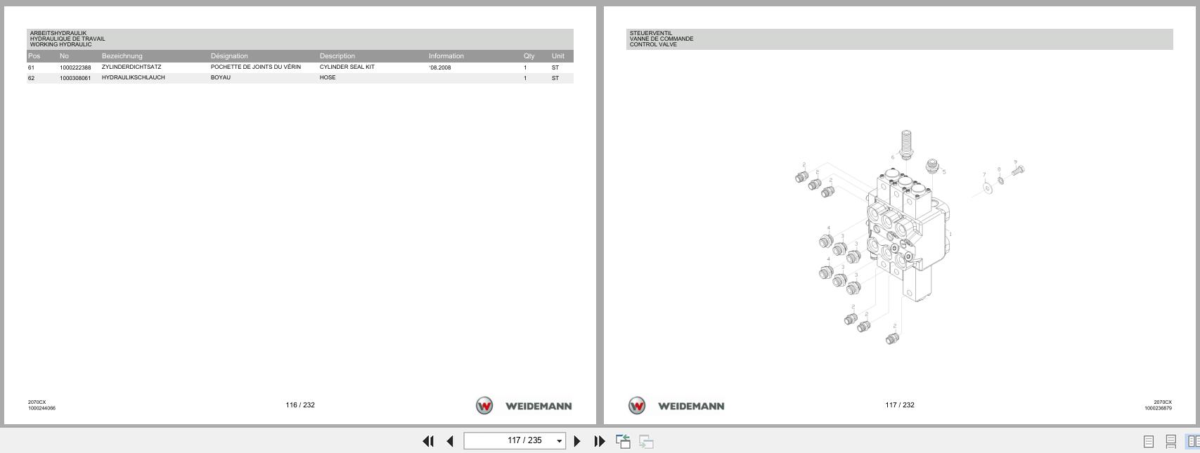 Weidemann Wheel Loader 2070CX80 2070CX Spare Parts List 1000211278 2014 DE FR EN (2)