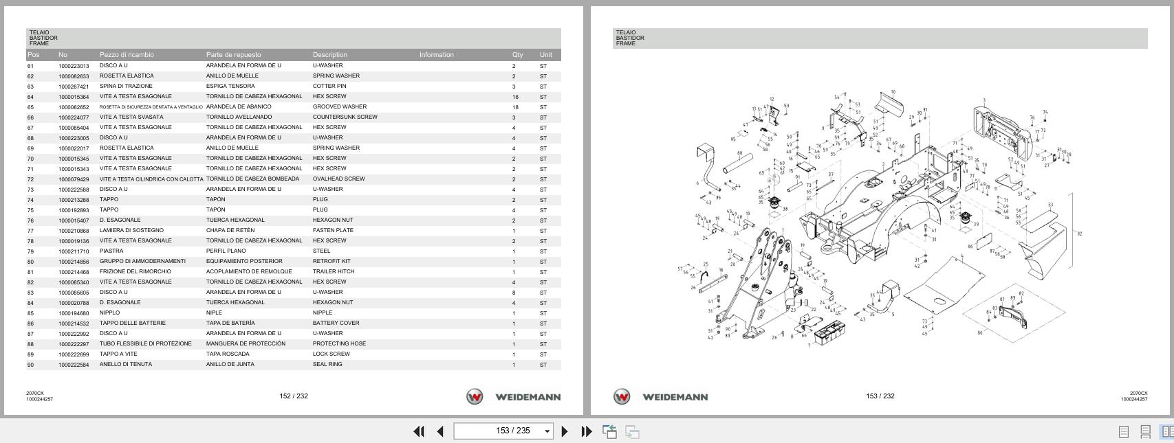 Weidemann Wheel Loader 2070CX80 2070CX Spare Parts List 2014 IT ES EN (3)