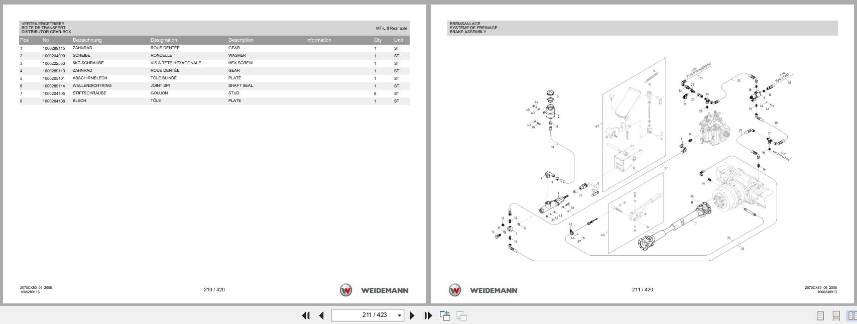 Weidemann Wheel Loader 2070CX80 2070CX80 Spare Parts List 1000304491 2014 DE FR EN (2)