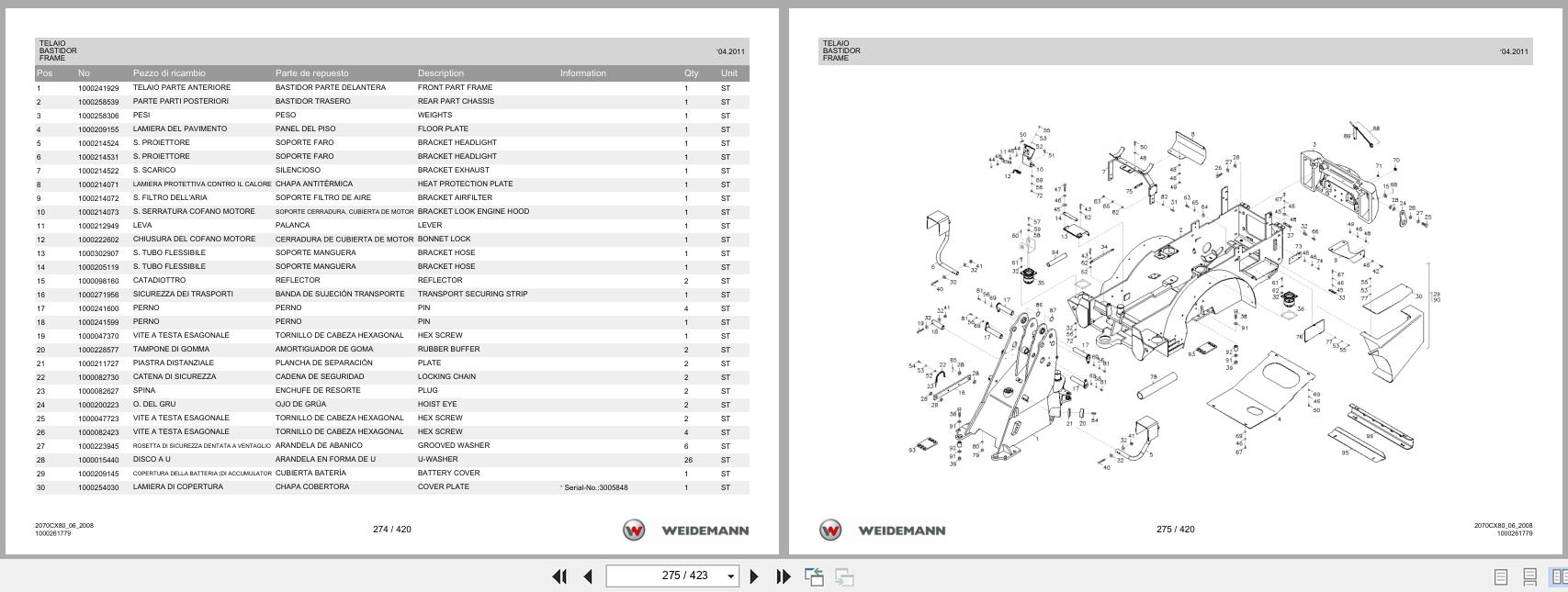 Weidemann Wheel Loader 2070CX80 2070CX80 Spare Parts List 1000326042 2014 IT ES EN (3)