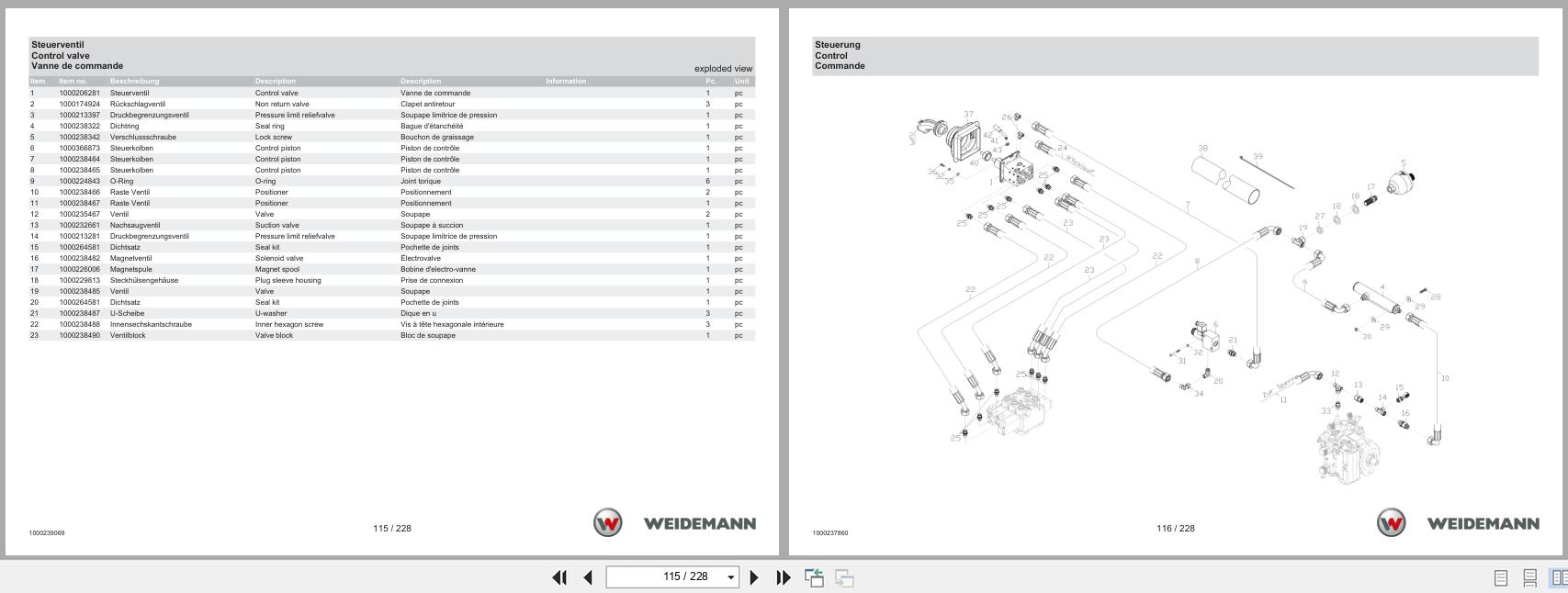 Weidemann Wheel Loader 2070CX80 Spare Parts Catalog 04.2022 DE EN FR (2)