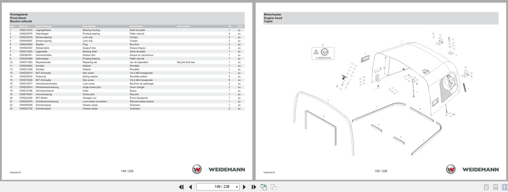 Weidemann Wheel Loader 2070CX80 Spare Parts Catalog 04.2022 DE EN FR (3)