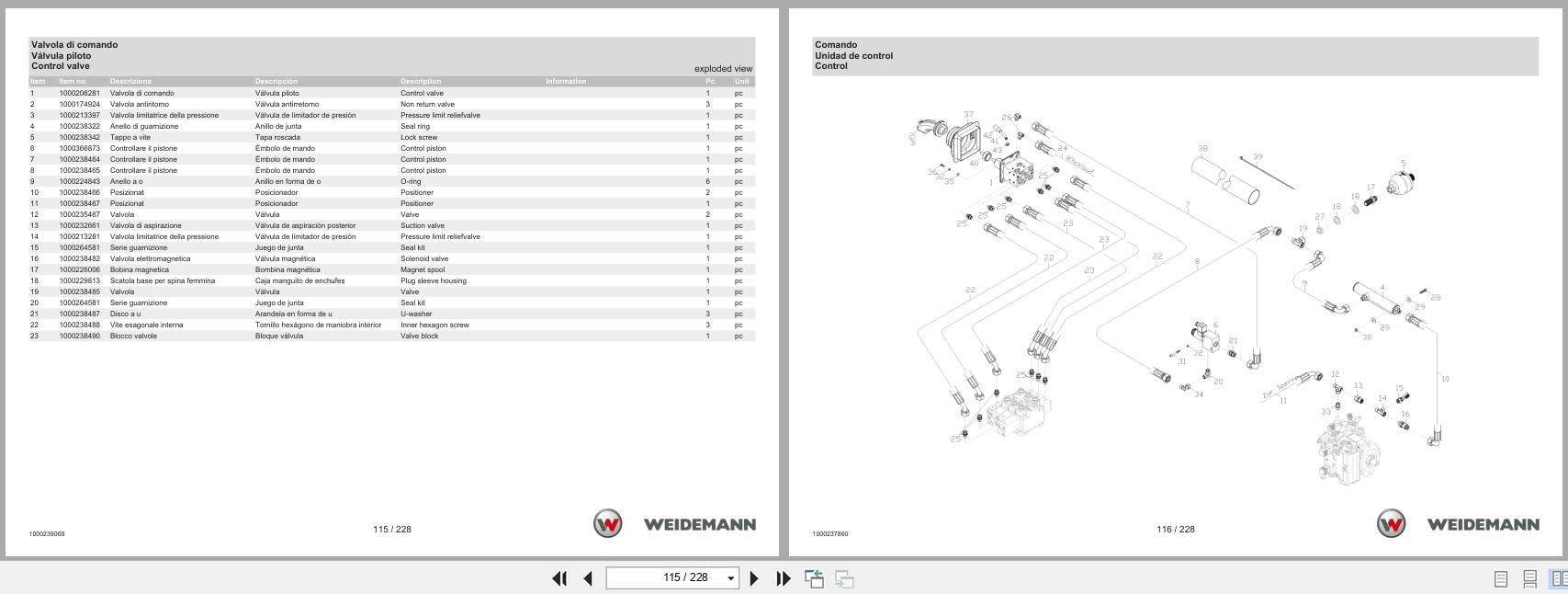 Weidemann Wheel Loader 2070CX80 Spare Parts Catalog 04.2022 IT ES EN (2)