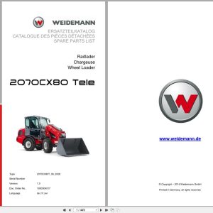 Weidemann Wheel Loader 2070CX80 TELE 2070CX80T Spare Parts List 1000304517 2014 DE FR EN (1)
