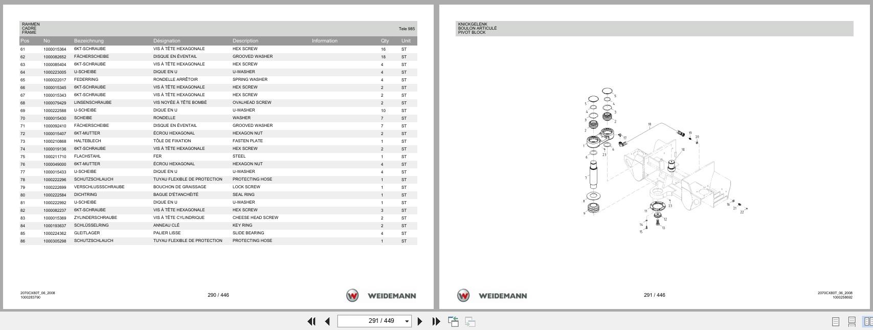 Weidemann Wheel Loader 2070CX80 TELE 2070CX80T Spare Parts List 1000304517 2014 DE FR EN (3)