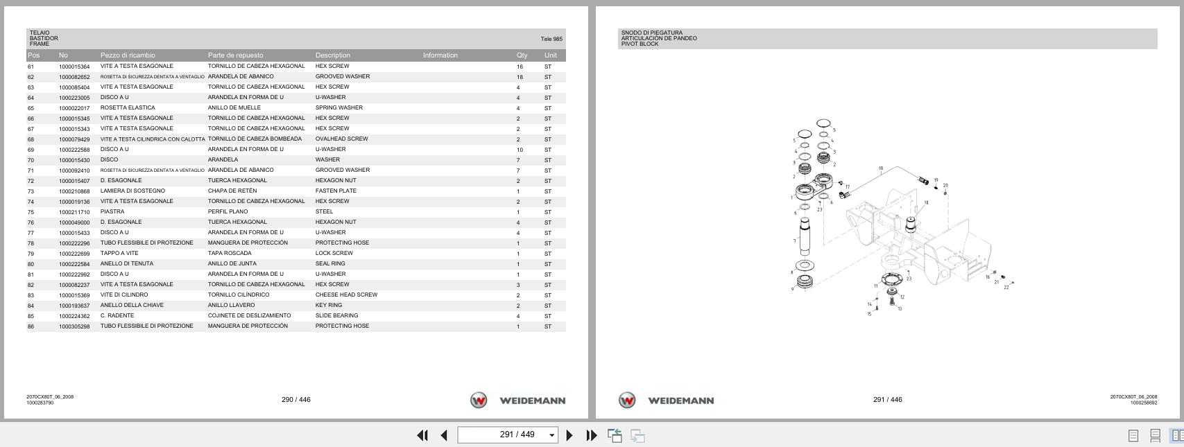 Weidemann Wheel Loader 2070CX80 TELE 2070CX80T Spare Parts List 1000326046 2014 IT ES EN (3)