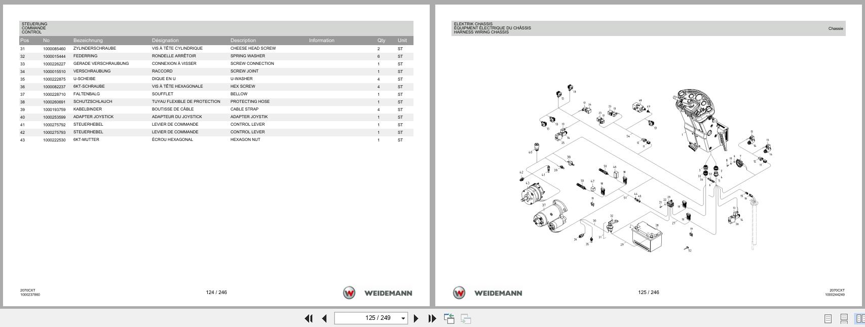 Weidemann Wheel Loader 2070CX80 TELE 2070CXT Spare Parts List 2014 DE FR EN (2)