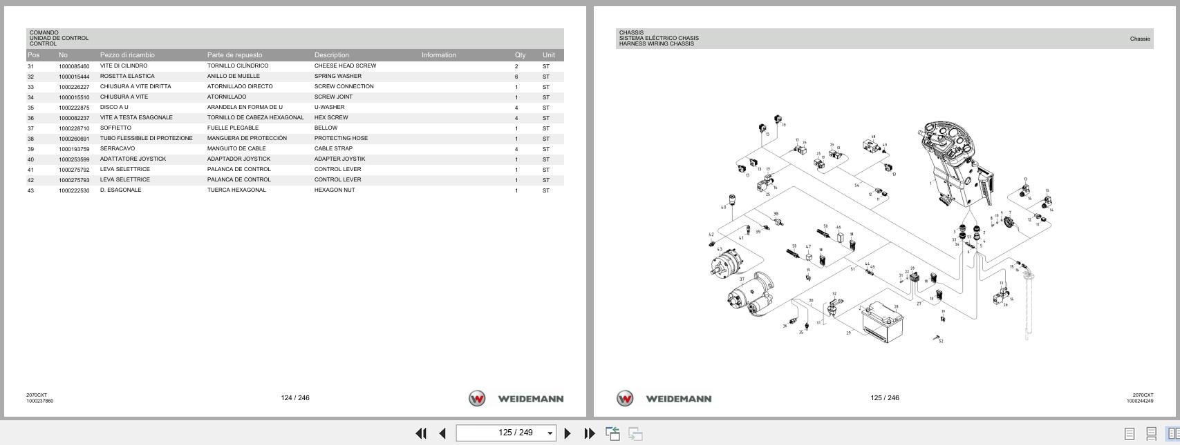 Weidemann Wheel Loader 2070CX80 TELE 2070CXT Spare Parts List 2014 IT ES EN (2)