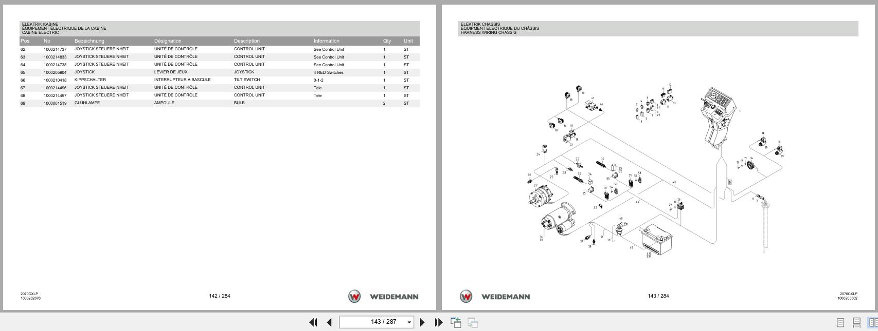 Weidemann Wheel Loader 2070CX80LP 2070CXLP Spare Parts List 1000213900 2014 DE FR EN (2)
