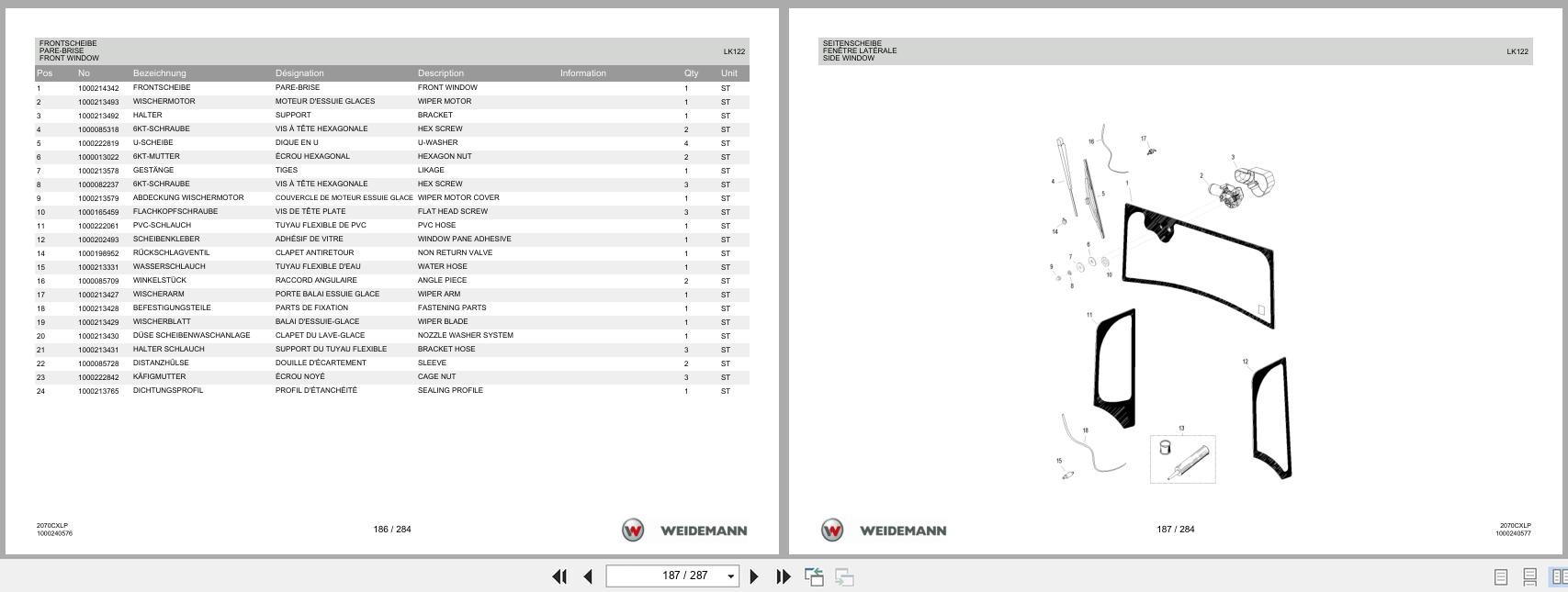 Weidemann Wheel Loader 2070CX80LP 2070CXLP Spare Parts List 1000213900 2014 DE FR EN (3)