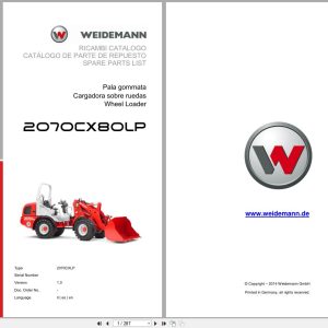 Weidemann Wheel Loader 2070CX80LP 2070CXLP Spare Parts List 2014 IT ES EN (1)