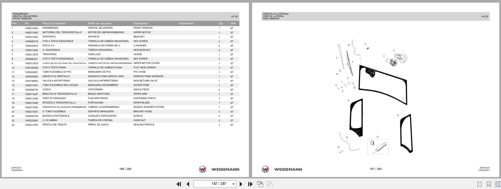 Weidemann Wheel Loader 2070CX80LP 2070CXLP Spare Parts List 2014 IT ES EN (3)