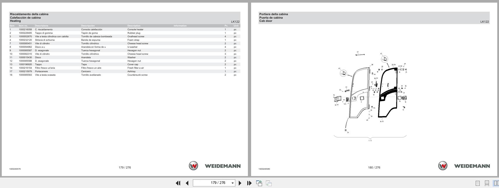 Weidemann Wheel Loader 2070CX80LP Spare Parts Catalog 04.2022 IT ES EN (3)