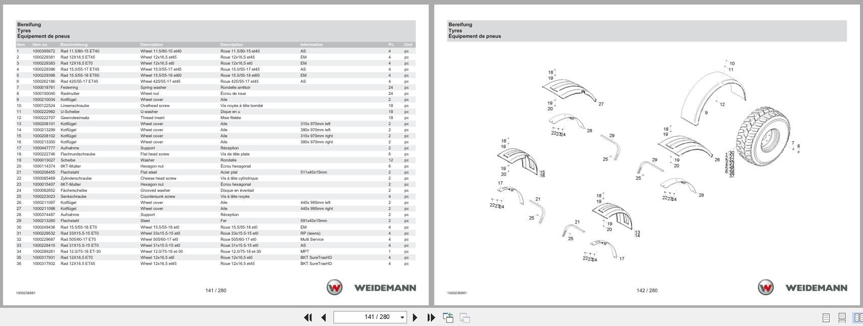 Weidemann Wheel Loader 2070CX80LP Spare Parts Catalog 04.2025 DE EN FR (2)