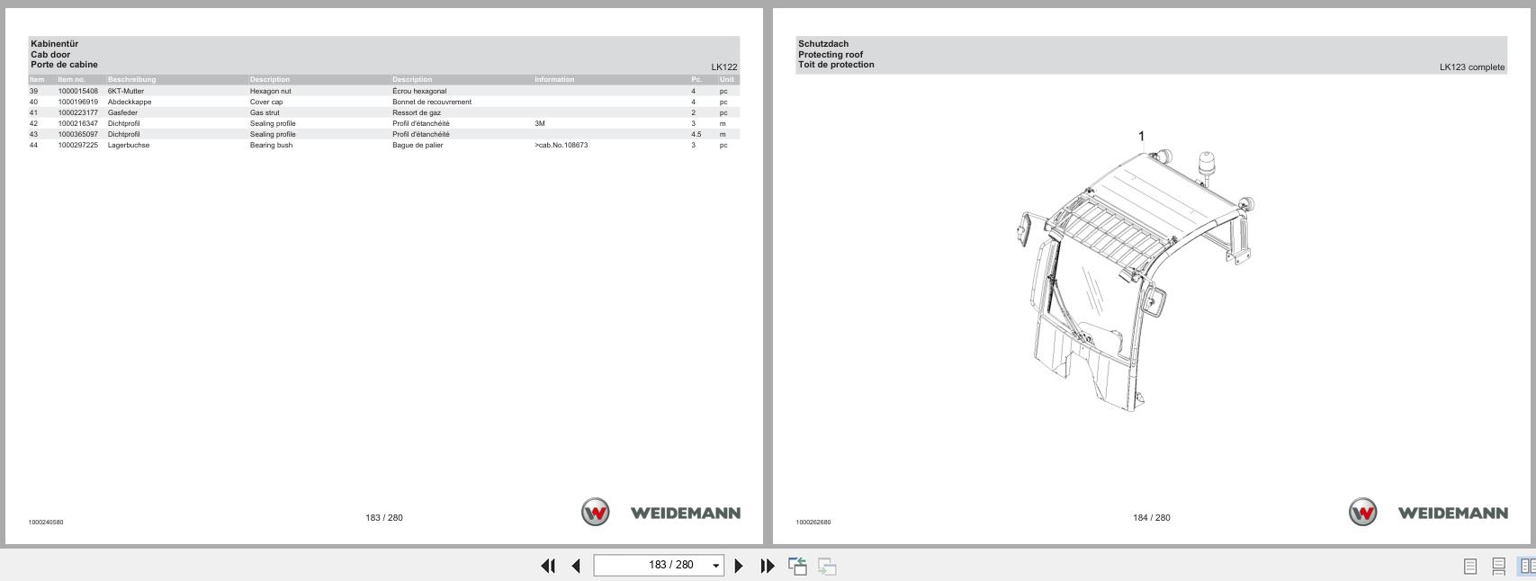 Weidemann Wheel Loader 2070CX80LP Spare Parts Catalog 04.2025 DE EN FR (3)