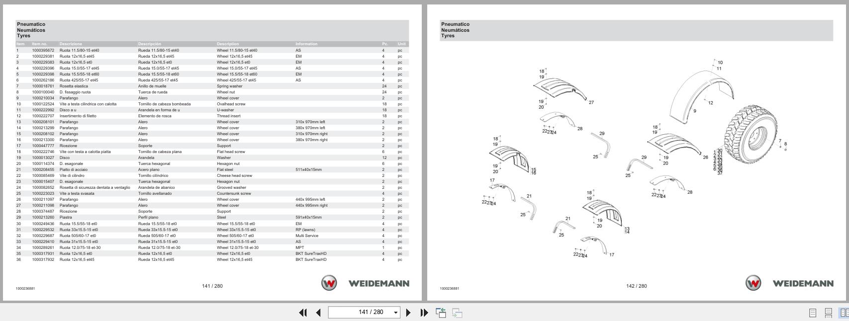 Weidemann Wheel Loader 2070CX80LP Spare Parts Catalog 04.2025 IT ES EN (2)