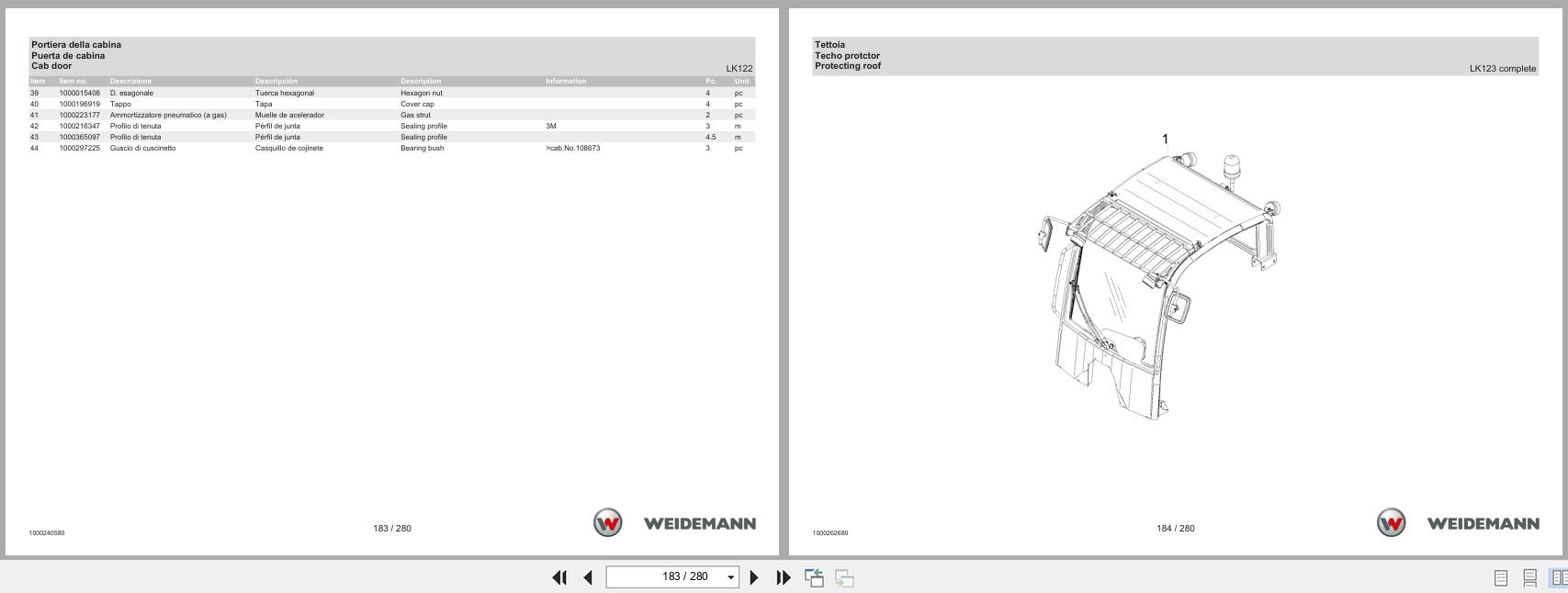 Weidemann Wheel Loader 2070CX80LP Spare Parts Catalog 04.2025 IT ES EN (3)