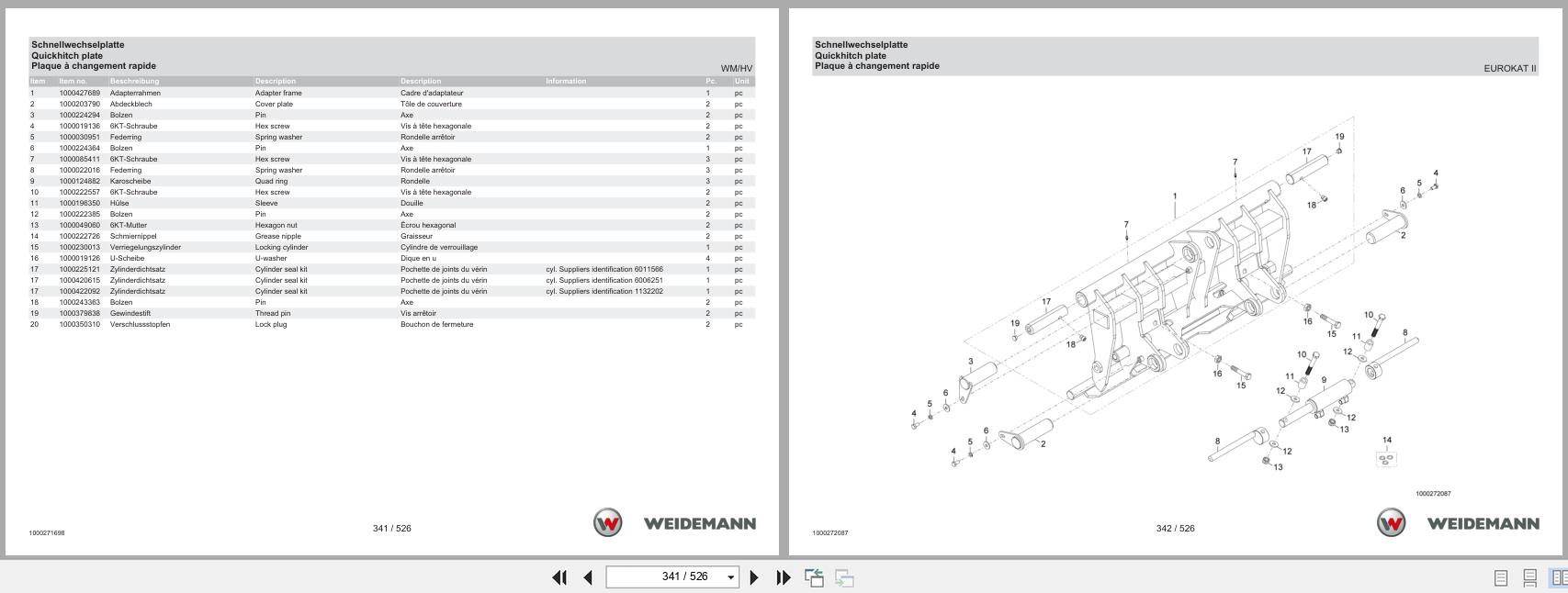 Weidemann Wheel Loader 2070CX80LP Spare Parts Catalog 11.2022 DE EN FR (3)
