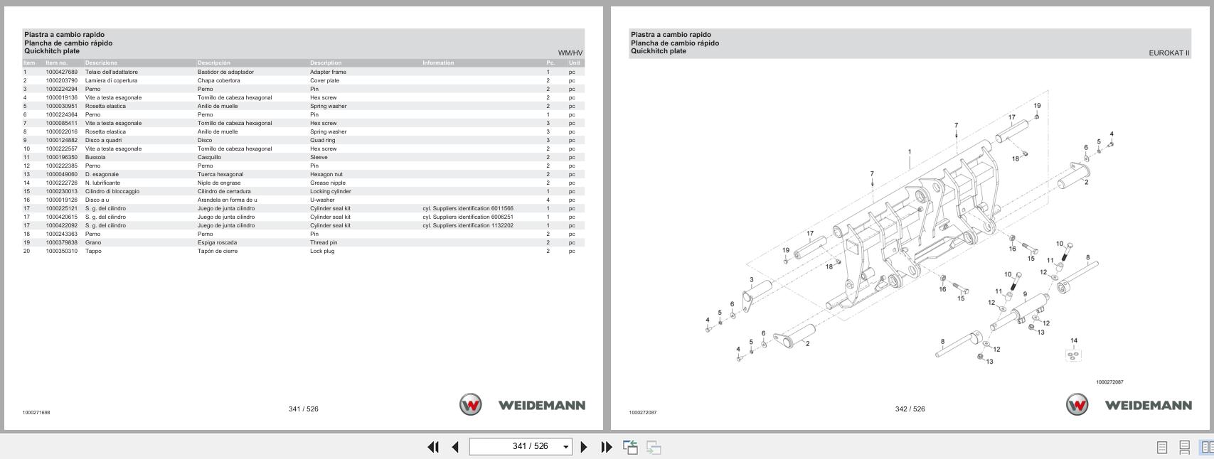 Weidemann Wheel Loader 2070CX80LP Spare Parts Catalog 11.2022 IT ES EN (3)
