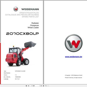 Weidemann Wheel Loader 2070CX80LP Spare Parts List 1000304499 2016 DE FR EN (1)