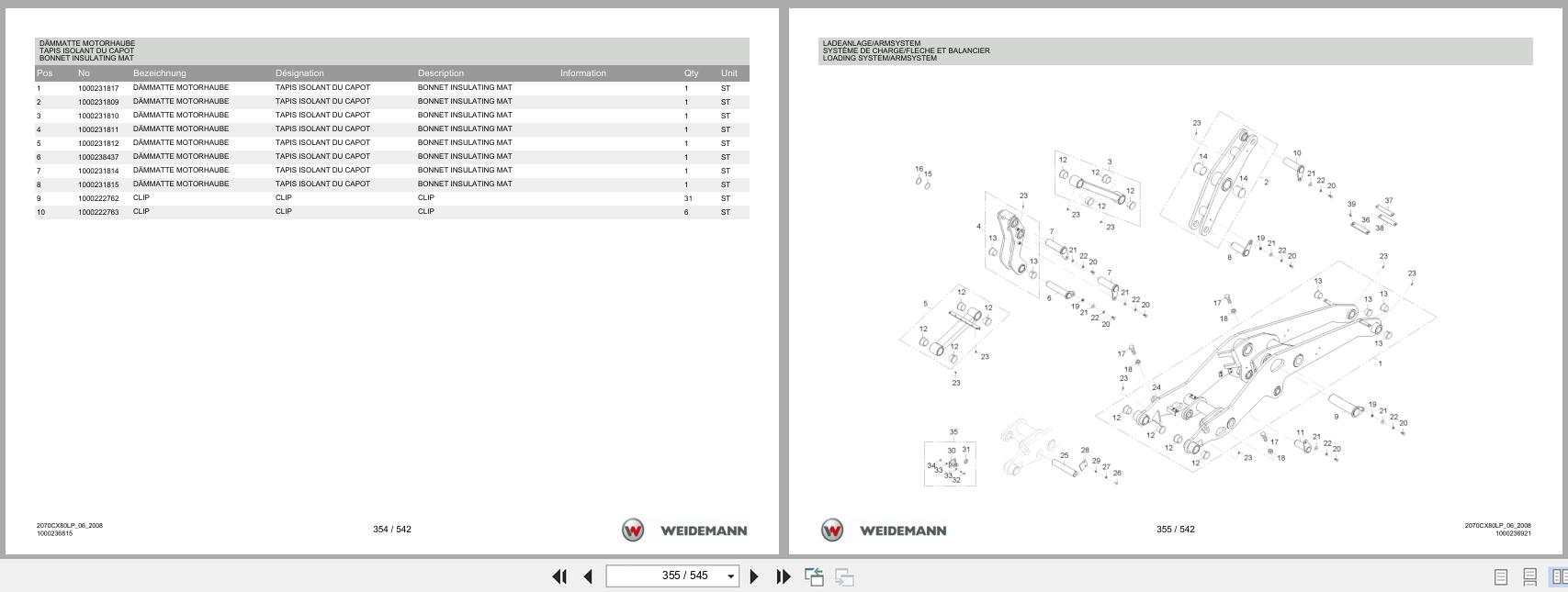Weidemann Wheel Loader 2070CX80LP Spare Parts List 1000304499 2016 DE FR EN (3)