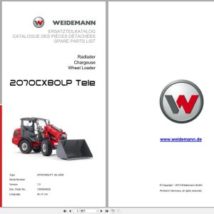 Weidemann Wheel Loader 2070CX80LP TELE 2070CX80LPT Spare Parts List 1000304525 2014 DE FR EN (1)