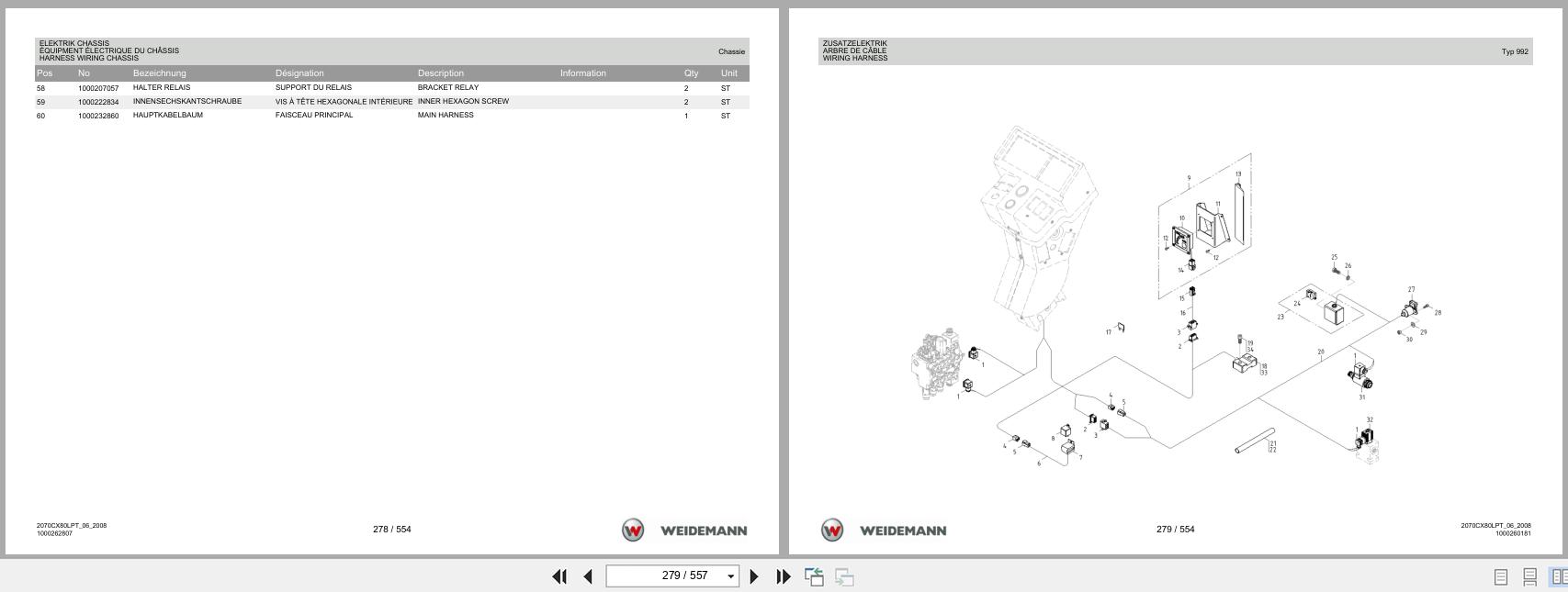 Weidemann Wheel Loader 2070CX80LP TELE 2070CX80LPT Spare Parts List 1000304525 2014 DE FR EN (2)