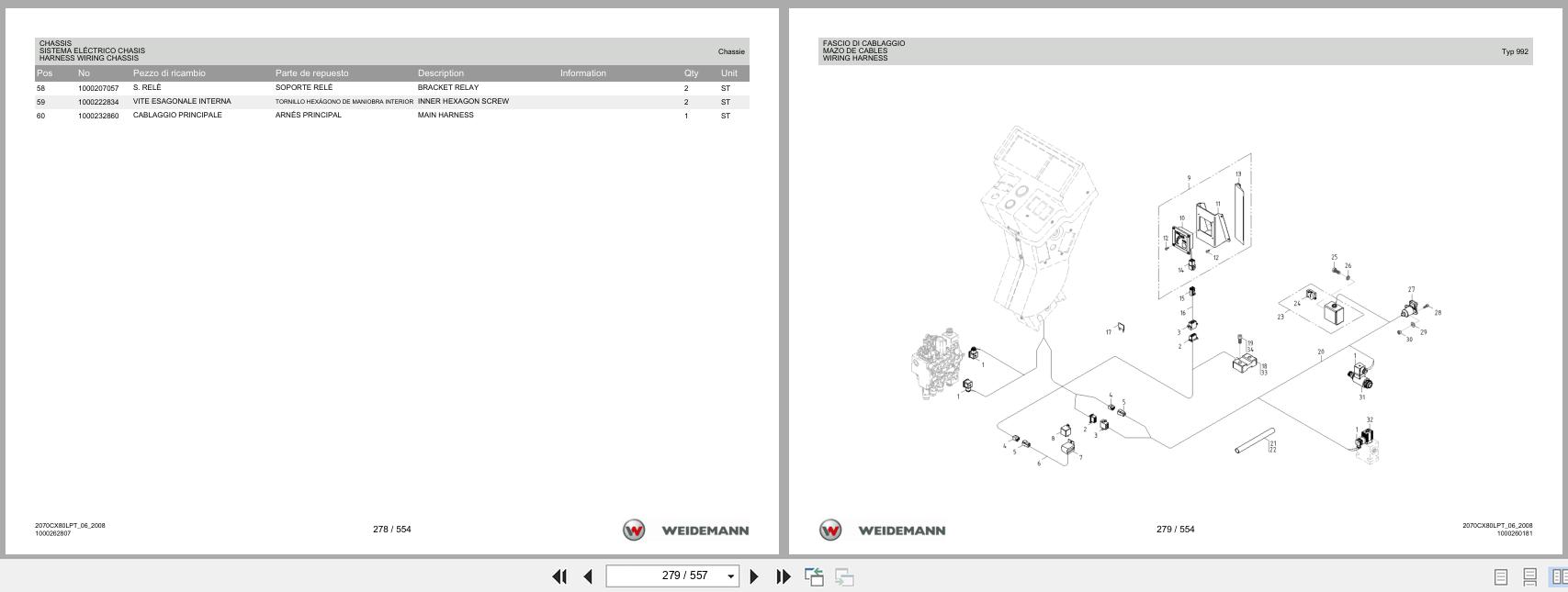 Weidemann Wheel Loader 2070CX80LP TELE 2070CX80LPT Spare Parts List 1000326048 2014 IT ES EN (2)