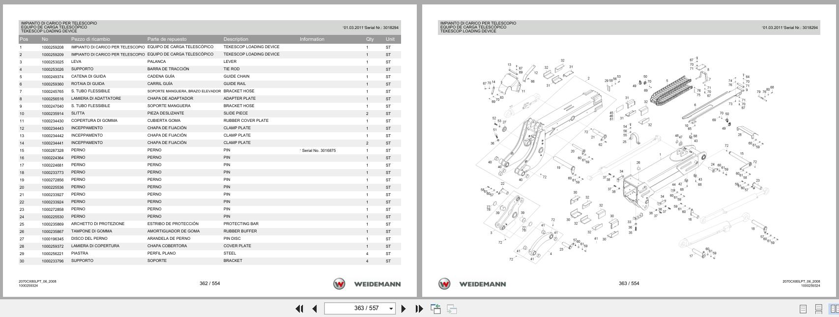 Weidemann Wheel Loader 2070CX80LP TELE 2070CX80LPT Spare Parts List 1000326048 2014 IT ES EN (3)