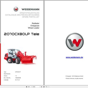 Weidemann Wheel Loader 2070CX80LP TELE 2070CXLPT Spare Parts List 1000236396 2014 DE FR EN (1)
