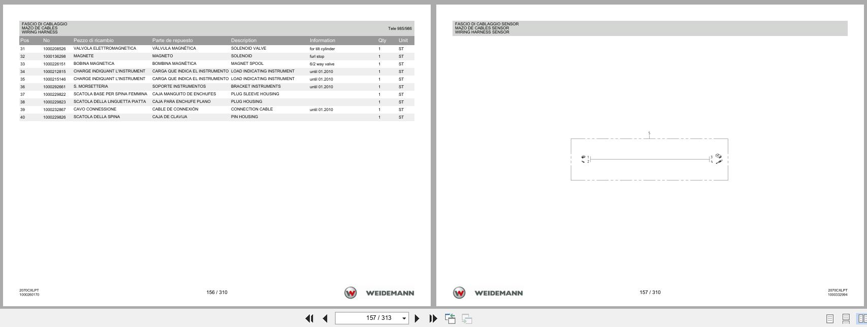 Weidemann Wheel Loader 2070CX80LP TELE 2070CXLPT Spare Parts List 2014 IT ES EN (2)