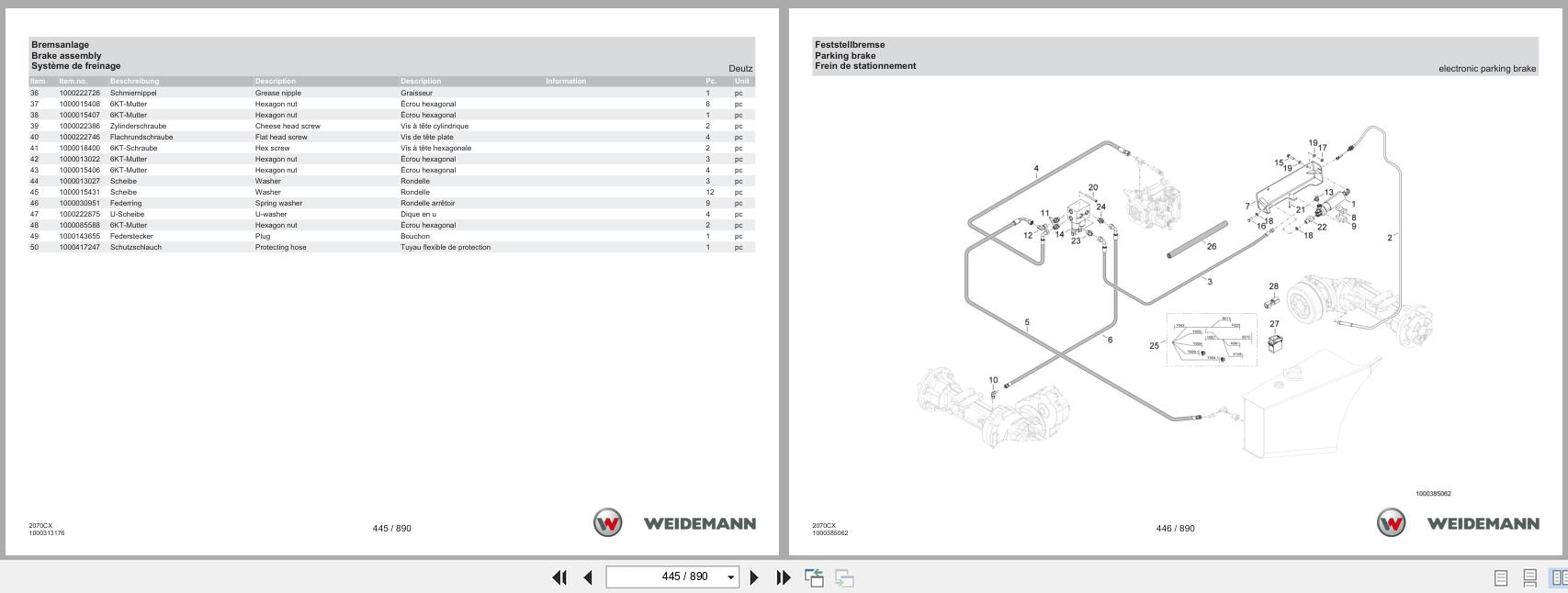 Weidemann Wheel Loader 2070CXLP 2070CX Spare Parts Catalog 04.2022 DE EN FR (2)