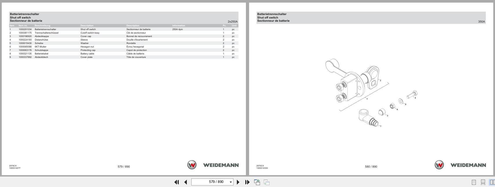 Weidemann Wheel Loader 2070CXLP 2070CX Spare Parts Catalog 04.2022 DE EN FR (3)