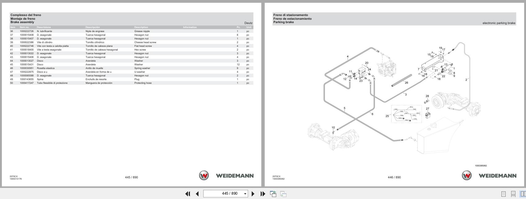 Weidemann Wheel Loader 2070CXLP 2070CX Spare Parts Catalog 04.2022 IT ES EN (2)