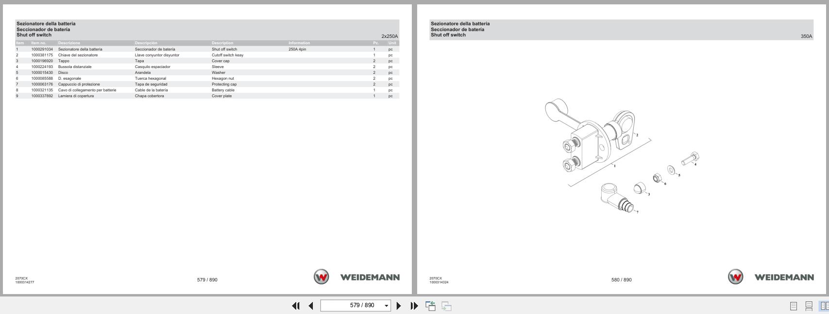 Weidemann Wheel Loader 2070CXLP 2070CX Spare Parts Catalog 04.2022 IT ES EN (3)