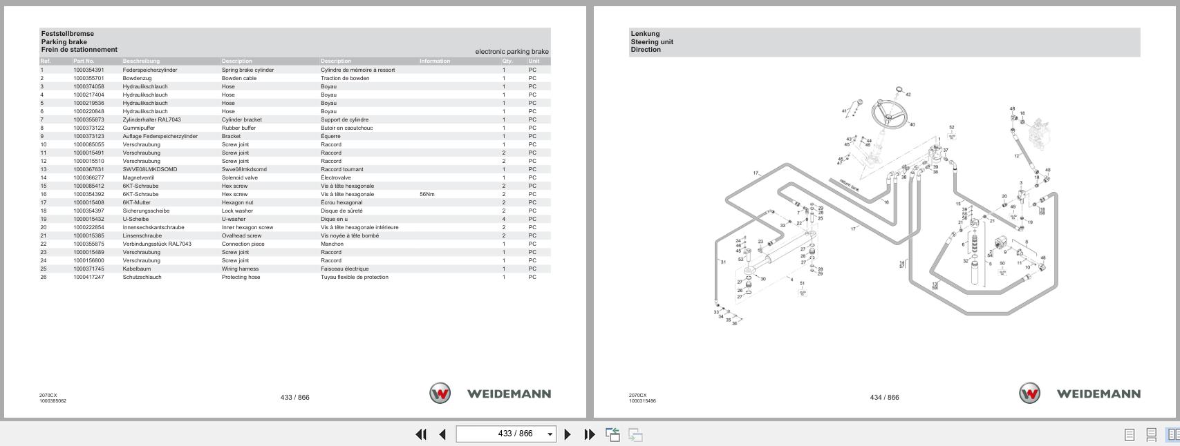 Weidemann Wheel Loader 2070CXLP 2070CX Spare Parts List 1000327891 2019 DE FR EN (2)