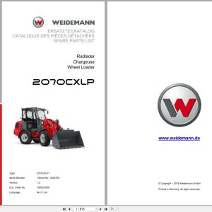Weidemann Wheel Loader 2070CXLP 2070CXLP1 Spare Parts List 1000327891 2016 DE FR EN (1)