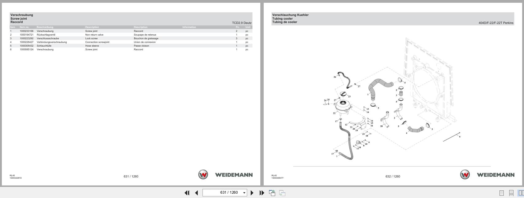 Weidemann Wheel Loader 2080 RL40 Spare Parts Catalog 02.2023 DE EN FR (2)