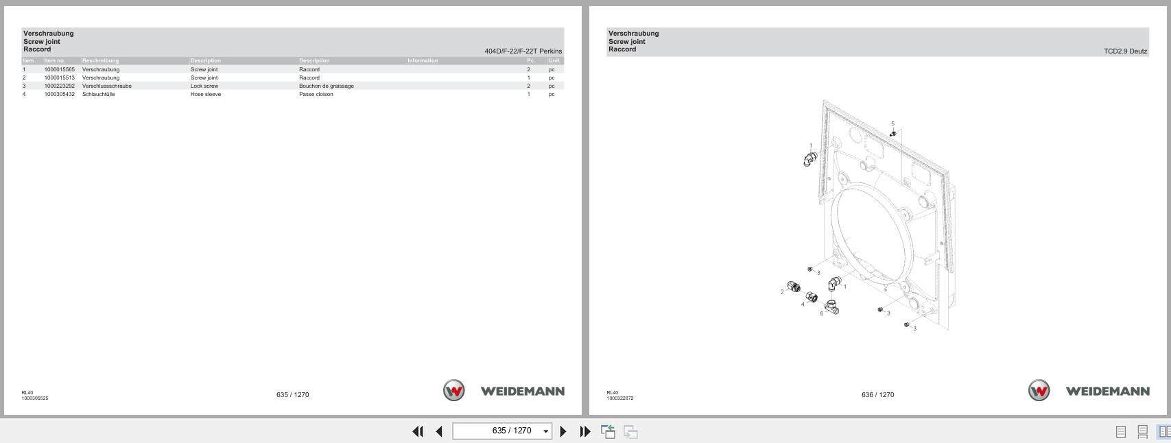 Weidemann Wheel Loader 2080 RL40 Spare Parts Catalog 1000328529 07.2023 DE EN FR (2)