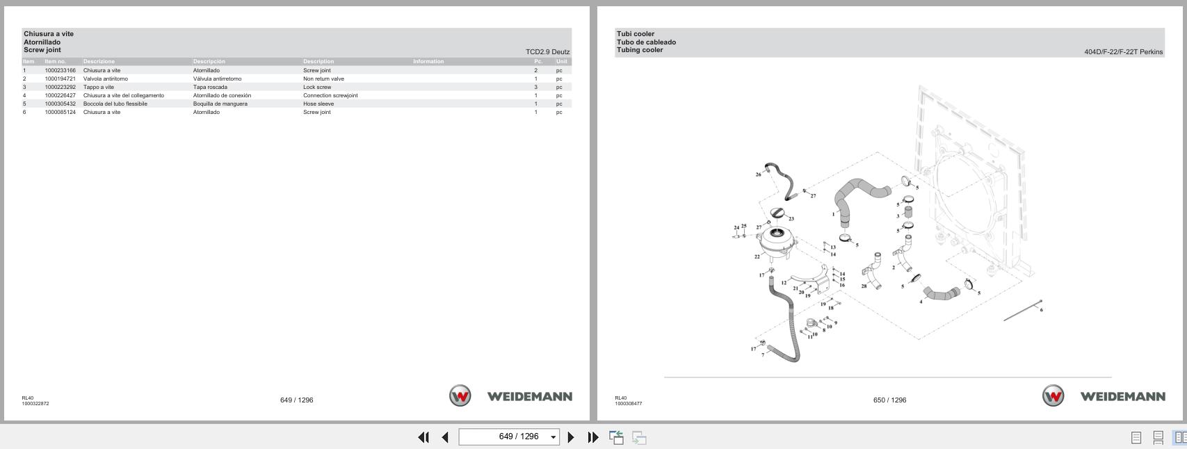Weidemann Wheel Loader 2080 RL40 Spare Parts Catalog 1000328530 05.2025 IT ES EN (2)