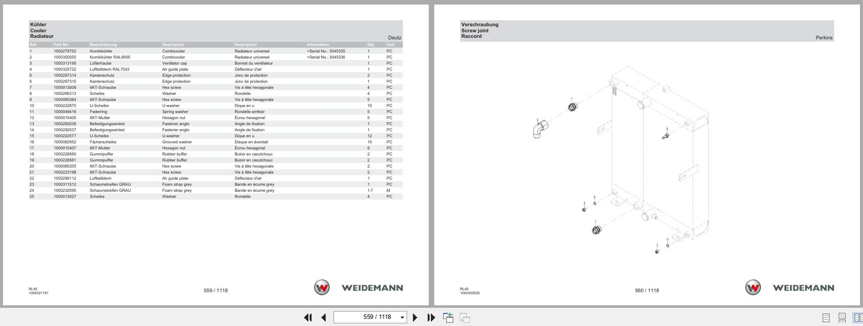 Weidemann Wheel Loader 2080 RL40 Spare Parts List 1000328529 04.2019 DE FR EN (2)
