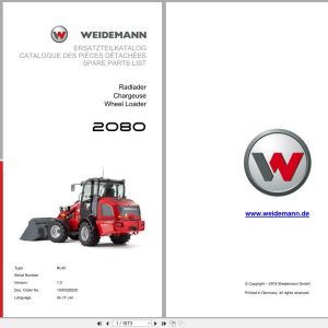 Weidemann Wheel Loader 2080 RL40 Spare Parts List 1000328529 2016 DE FR EN (1)