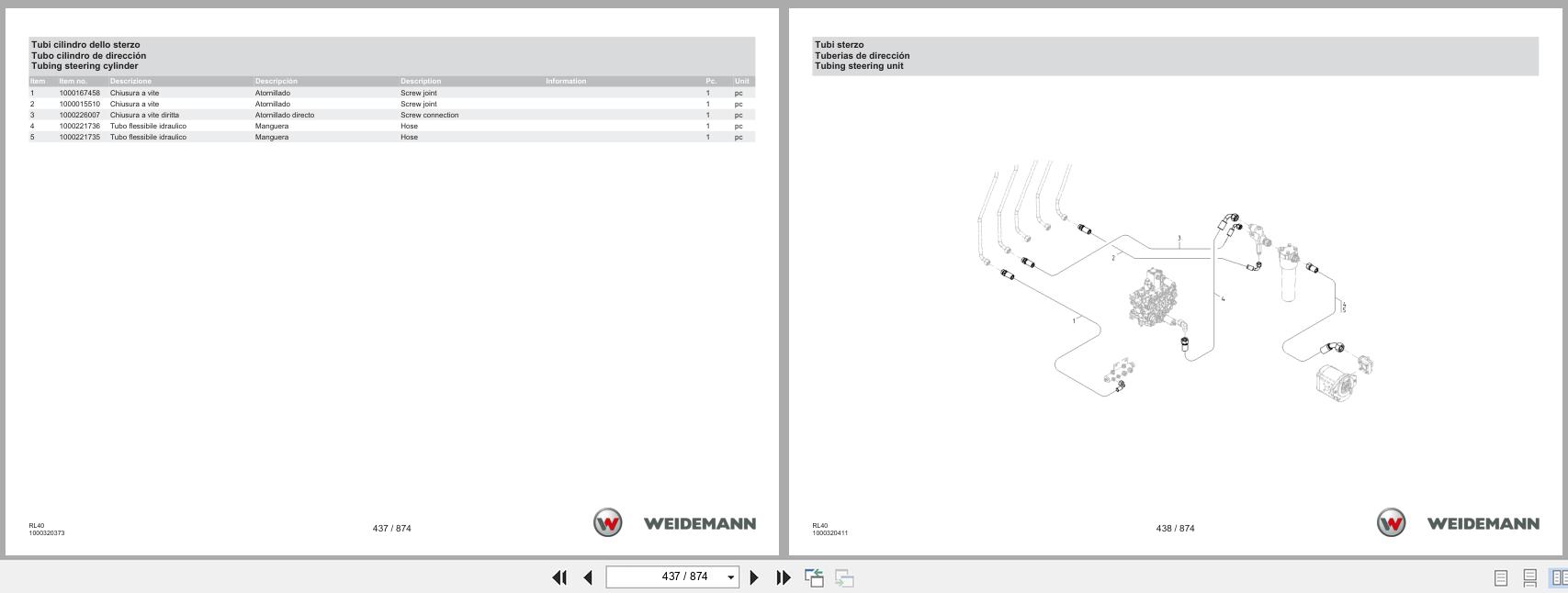 Weidemann Wheel Loader 2080 Stage V RL40 Spare Parts Catalog 06.2025 IT ES EN (2)